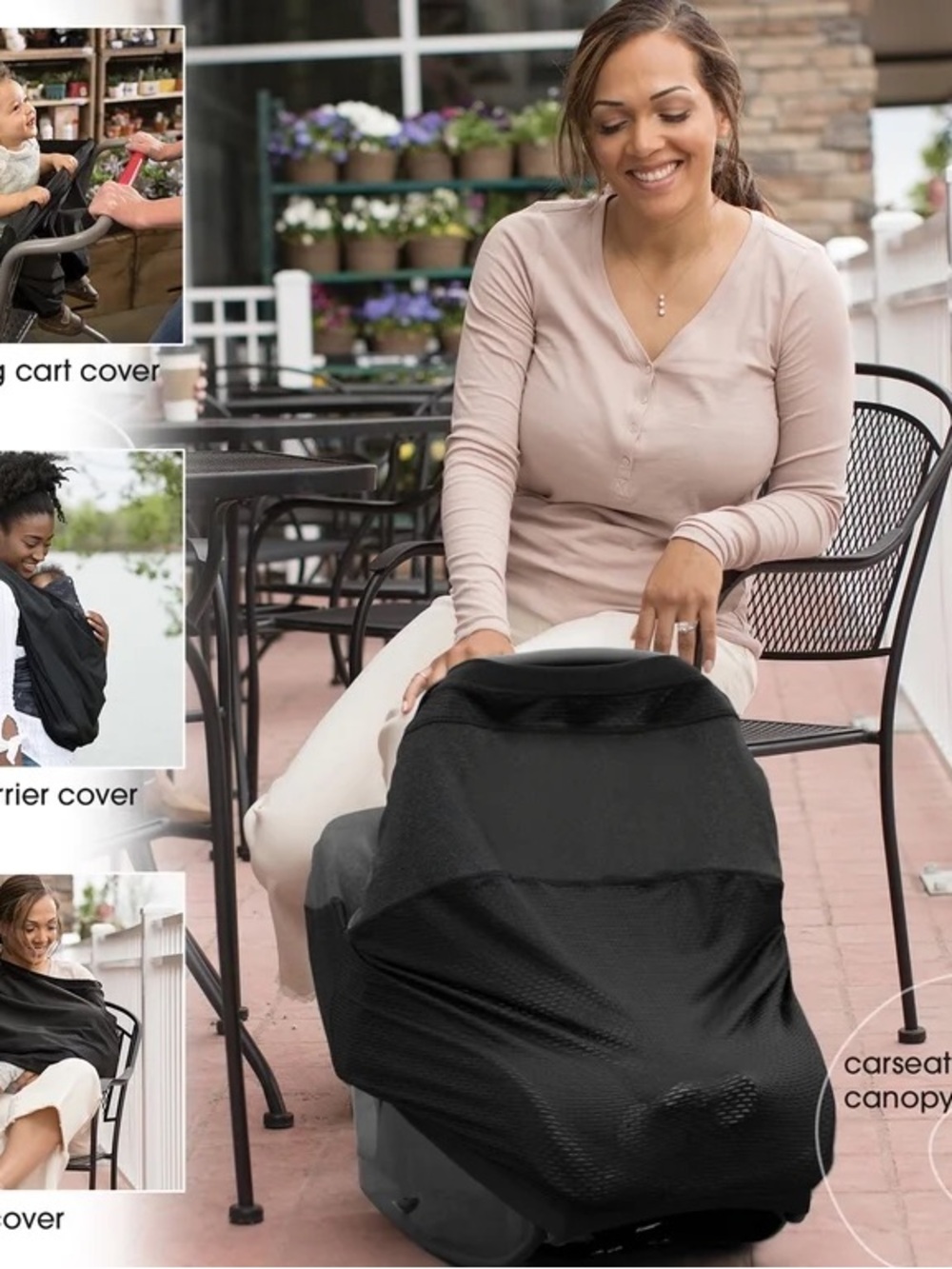Boppy Black Multi-Use Baby Car Seat Canopy